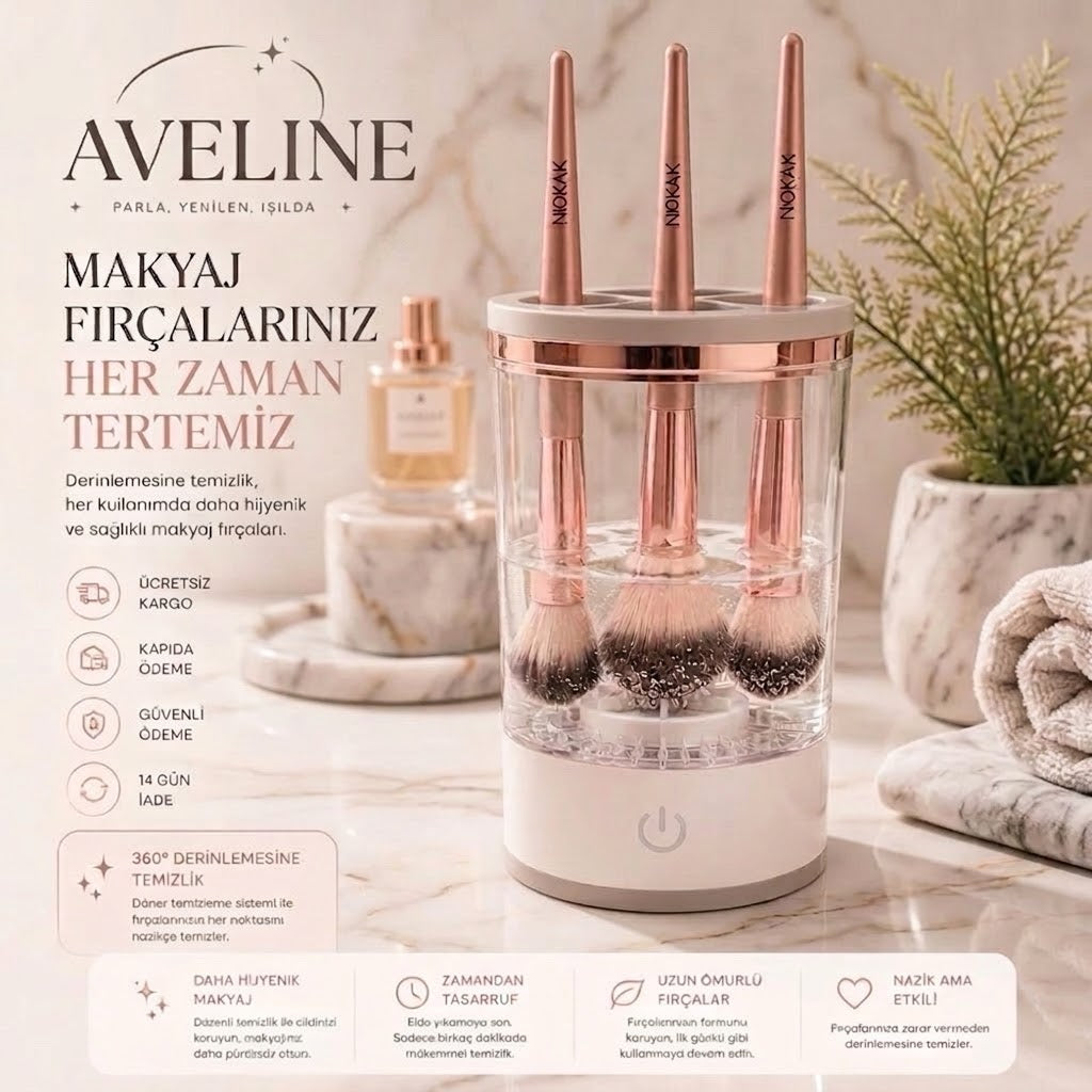 Aveline™ Elektrikli Makyaj Fırçası Yıkama & Kurutma Makinesi — USB Şarjlı, Otomatik